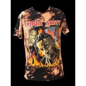 Travis Scott Tie Dye With Flames Men's Medium T-Shirt